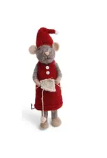 Gry & Sif Grijze Muis XL Girly aan het Breien - 60cm