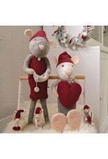 Gry & Sif Grijze Muis XL Girly aan het Breien - 60cm