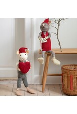 Gry & Sif Grijze Muis XL Girly aan het Breien - 60cm