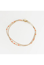 Judith Benita Armband Molto Multi - Tangerine - Messing Verguld - Lengte 15,5cm