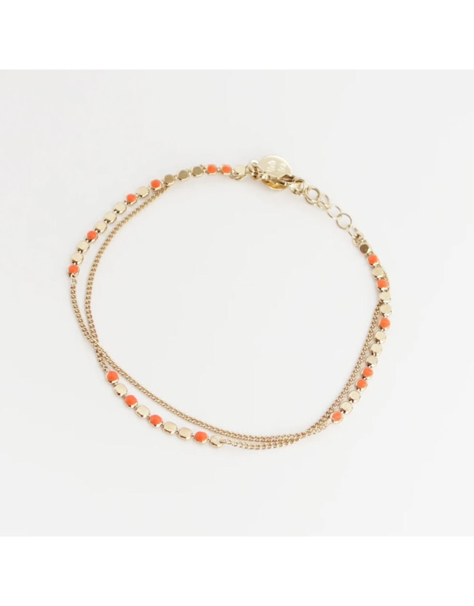 Judith Benita Armband Molto Multi - Tangerine - Messing Verguld - Lengte 15,5cm