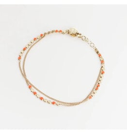 Judith Benita Armband Molto Multi - Tangerine - Messing Verguld - Lengte 15,5cm