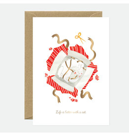 All The Ways to Say Wenskaart - Gold Better with a cat - Dubbele kaart + Envelop