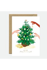 All The Ways to Say Wenskaart - Gold Xmas tree chic - Dubbele kaart + Envelop