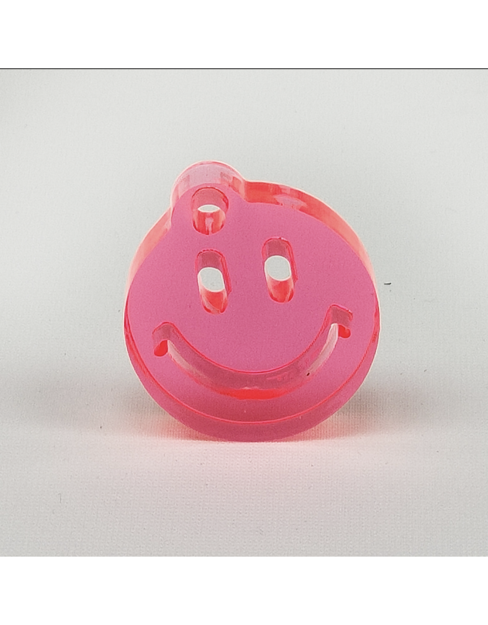 Mo Ma Tai Sleutelhanger Smiley - Transparent Fluo Pink