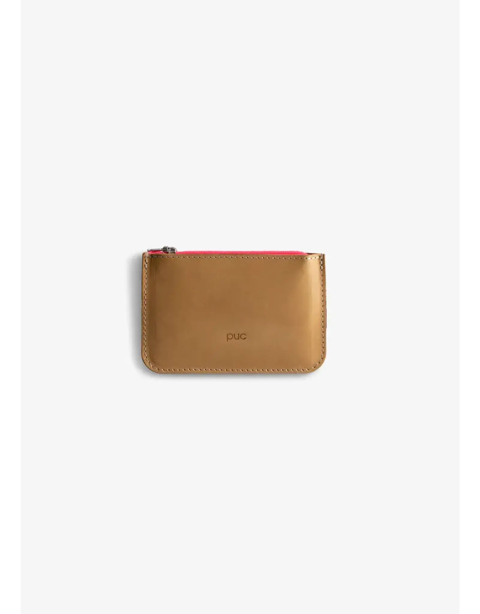 Puc Easy Wallet - Cognac / Neon Pink Zipper
