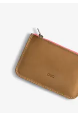 Puc Easy Wallet - Cognac / Neon Pink Zipper