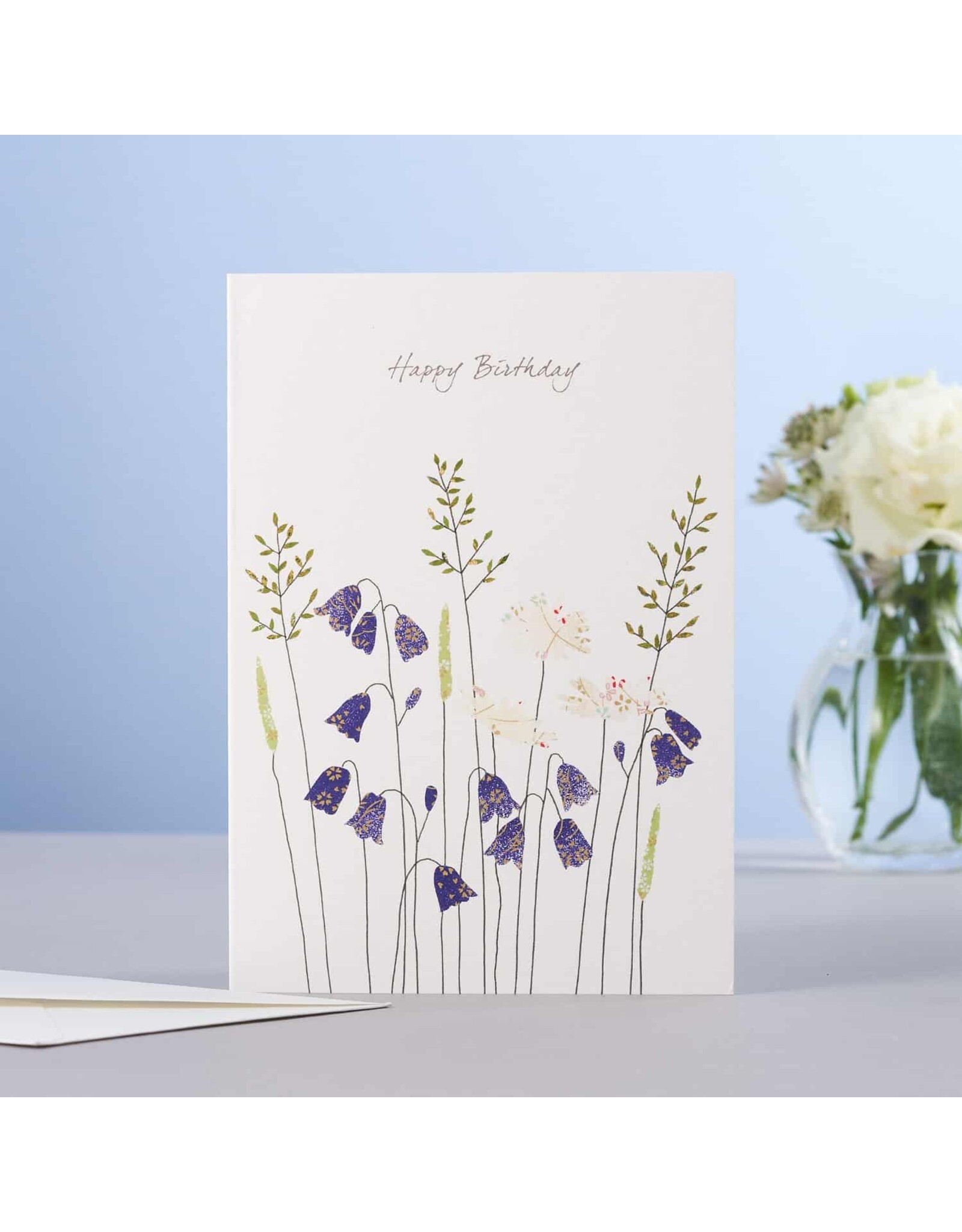 Eloise Hall Wenskaart - Harebells  & Daisies, Birthday  - Dubbele Kaart + Envelop