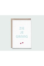 Kathings Wenskaart - Lieveheersbeestjes, Zie je graag - Dubbele kaart + Envelop