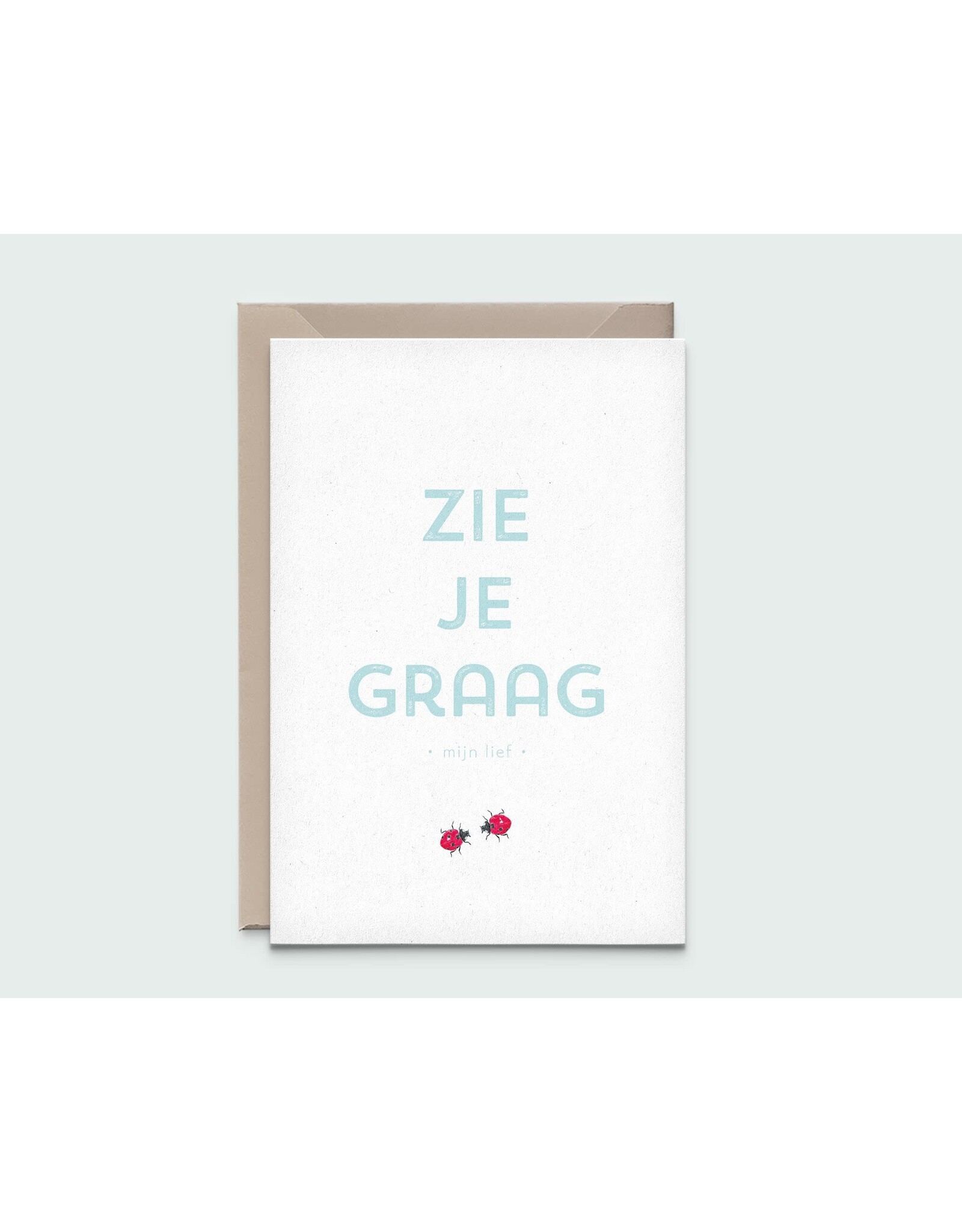 Kathings Wenskaart - Lieveheersbeestjes, Zie je graag - Dubbele kaart + Envelop