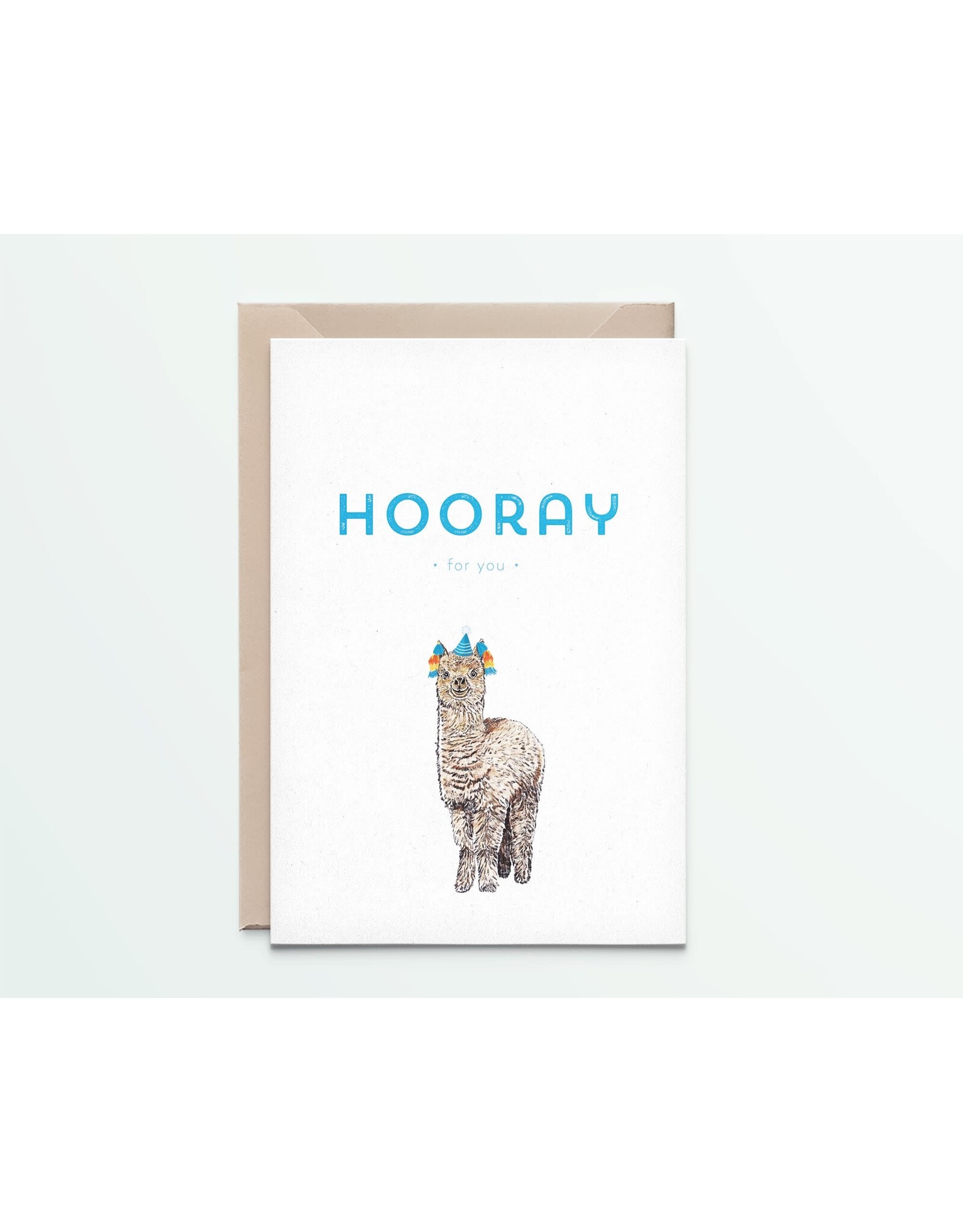 Kathings Wenskaart - Alpaca Hooray - Dubbele kaart + Envelope