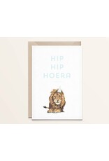 Kathings Wenskaart - Leeuw Hip hip hoera - Dubbele kaart + Envelope