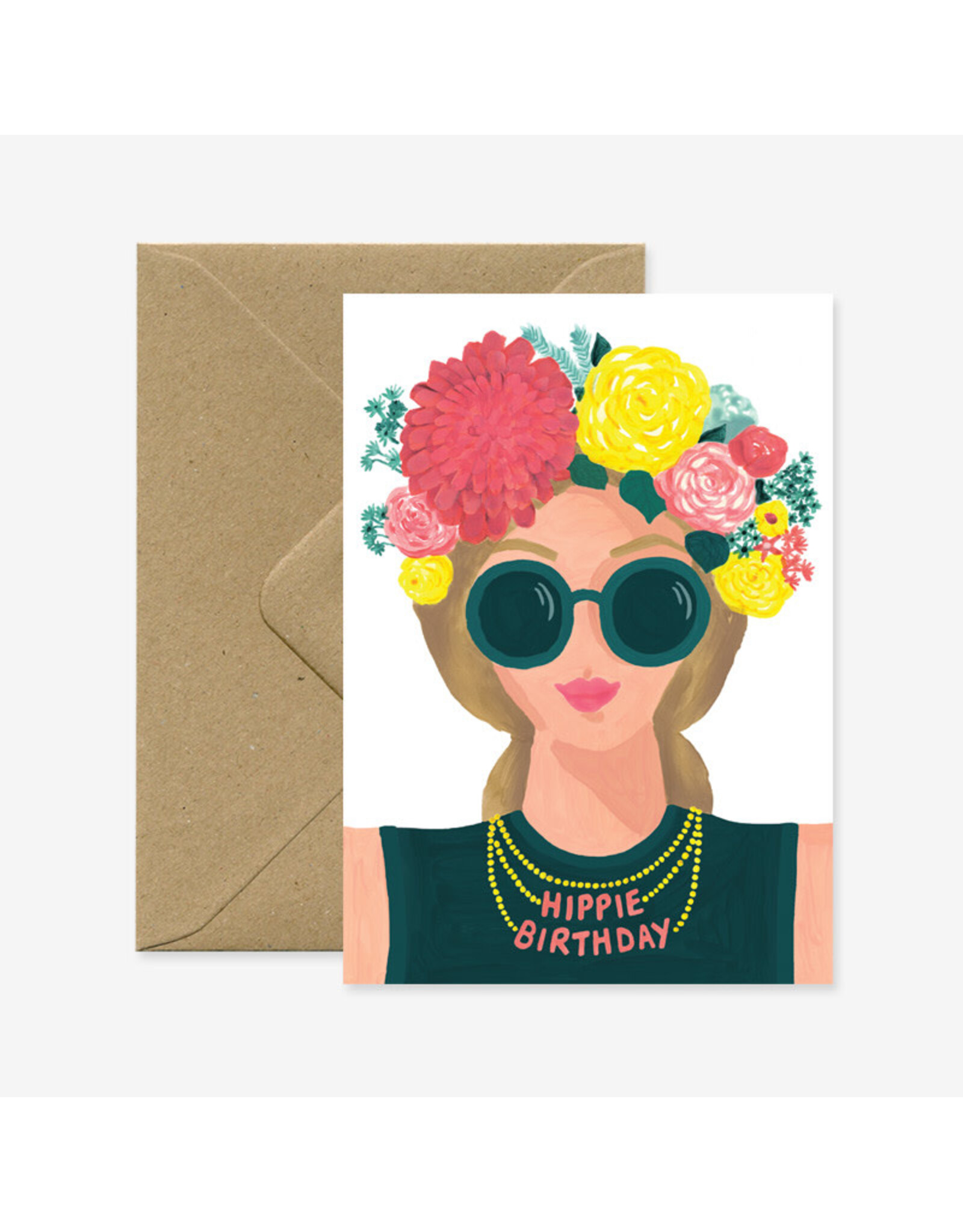 All The Ways to Say Wenskaart - Hippie Birthday - Dubbele kaart + Envelop