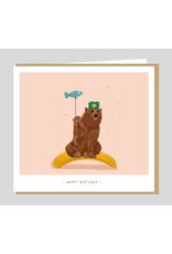 Studio Mie Wenskaart - Beer, Happy Birthday - Dubbele kaart + Envelop