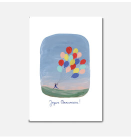 Pascale Editions Wenskaart - Ballonnen, Joyeux Anniversaire! - Dubbele kaart + Envelop