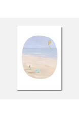 Pascale Editions Wenskaart - Vliegeren aan Zee - Dubbele kaart + Envelop
