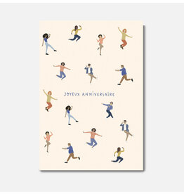 Pascale Editions Wenskaart - Dansen, Joyeux Anniversaire - Dubbele kaart + Envelop