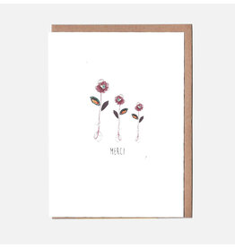 Pascale Editions Wenskaart - Bloemen, Merci - Dubbele kaart + Envelop