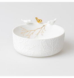 Raeder Schaaltje met gouden tak en 3 vogeltjes - Ø12 x 6cm