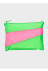 Susan Bijl Pouch L, Greenscreen & Fluo Pink - 35 x 25cm