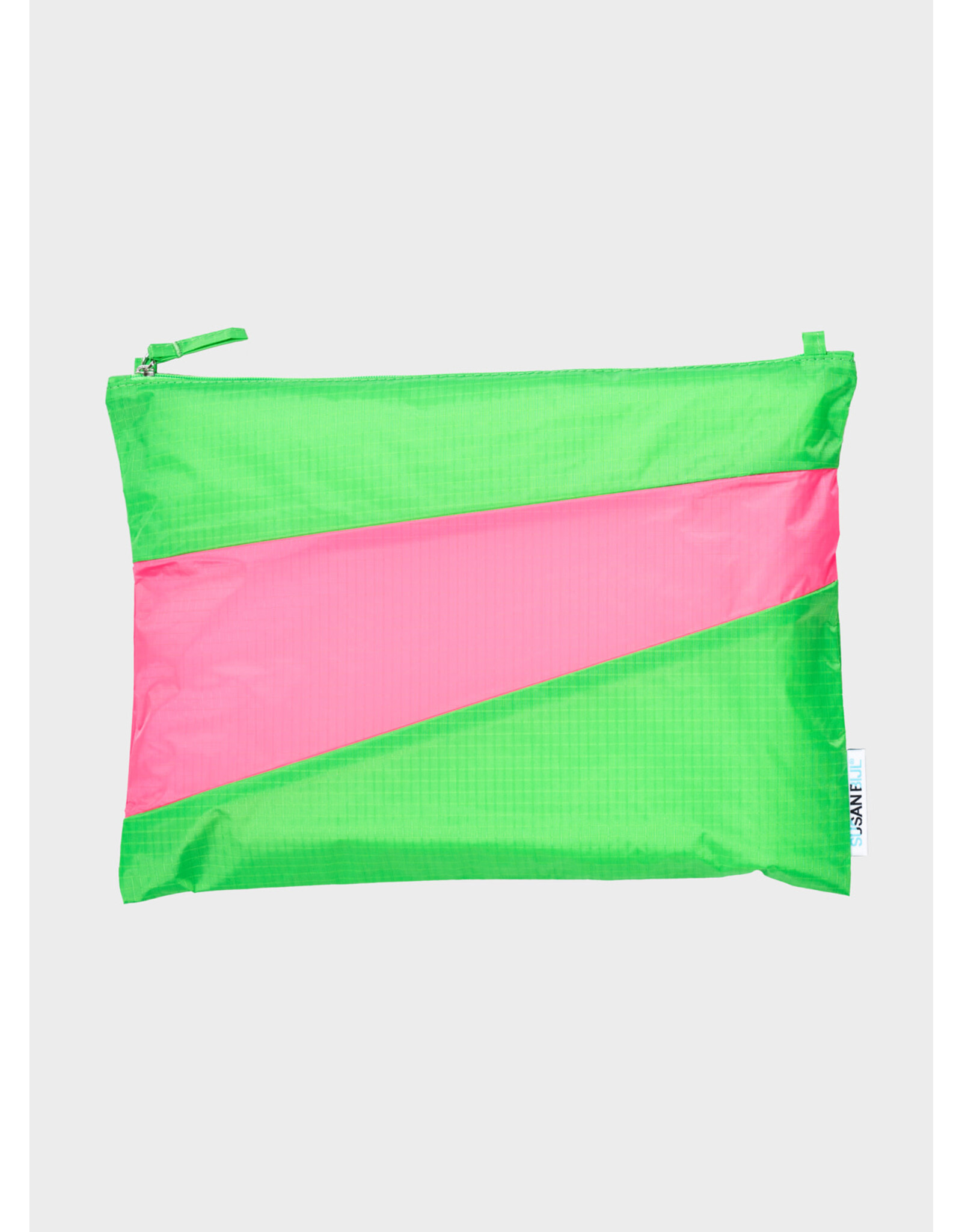 Susan Bijl Pouch L, Greenscreen & Fluo Pink - 35 x 25cm