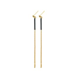 Nadja Carlotti Oorbel Stella - Noir - Messing verguld  - Lengt 7,5 cm - Tube 2cm