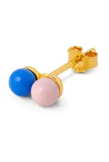 Lulu Copenhagen Oorbel Stud - Double Color Ball, Light blue/ Pink - Single