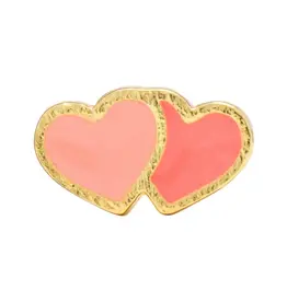 Lulu Copenhagen Oorbel Stud - 2 Hearts, Burnt Coral- Orange - Single