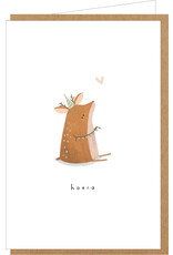 Klein liefs Wenskaart - Bambi, Hoera - Dubbele kaart + Envelop