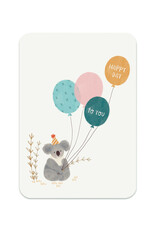 LemonBird Wenskaart - Koala met ballonnen, Happy day to you - Postkaart + Envelop