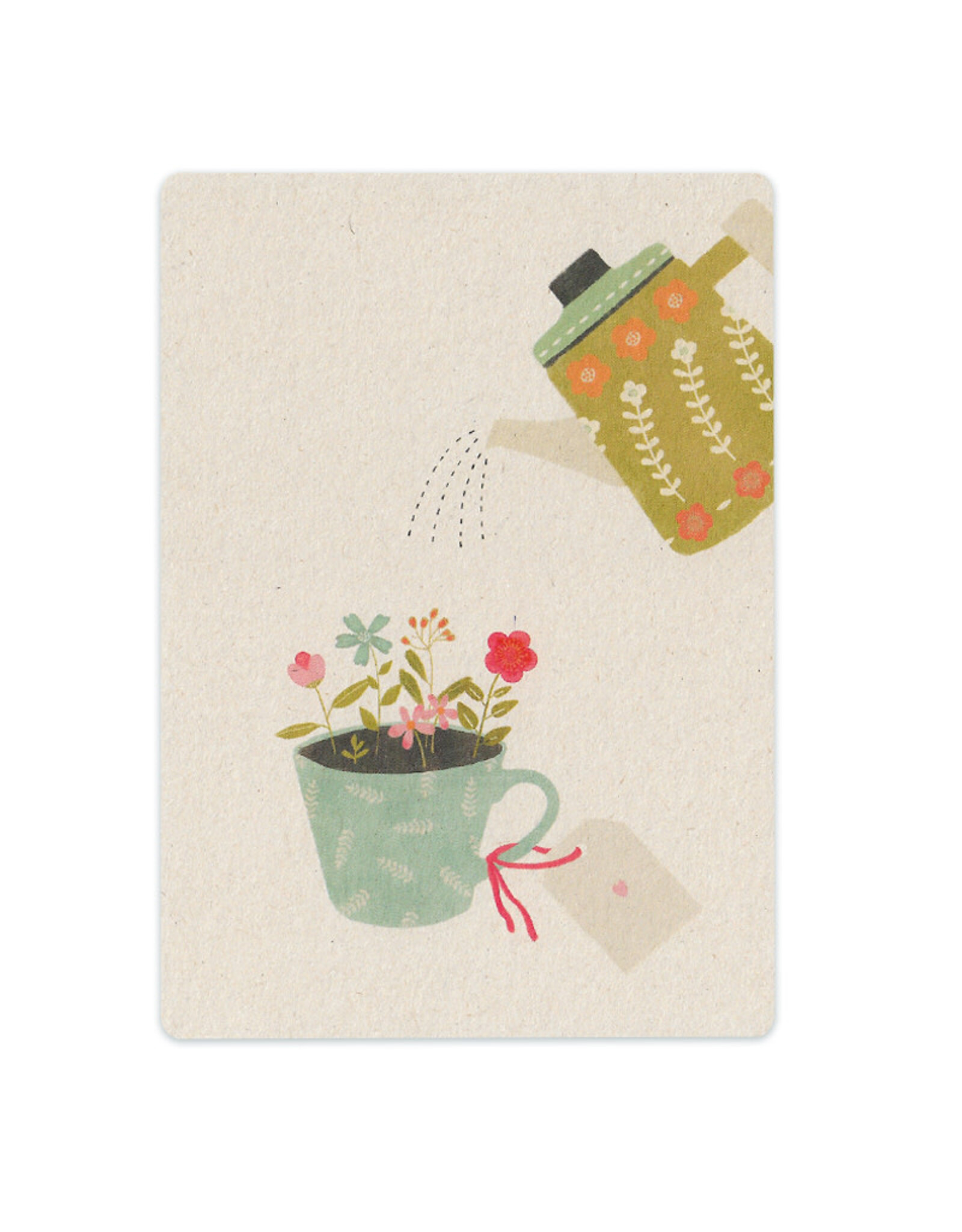 LemonBird Wenskaart - Mini bloementuintje in kopje - Postkaart + Envelop