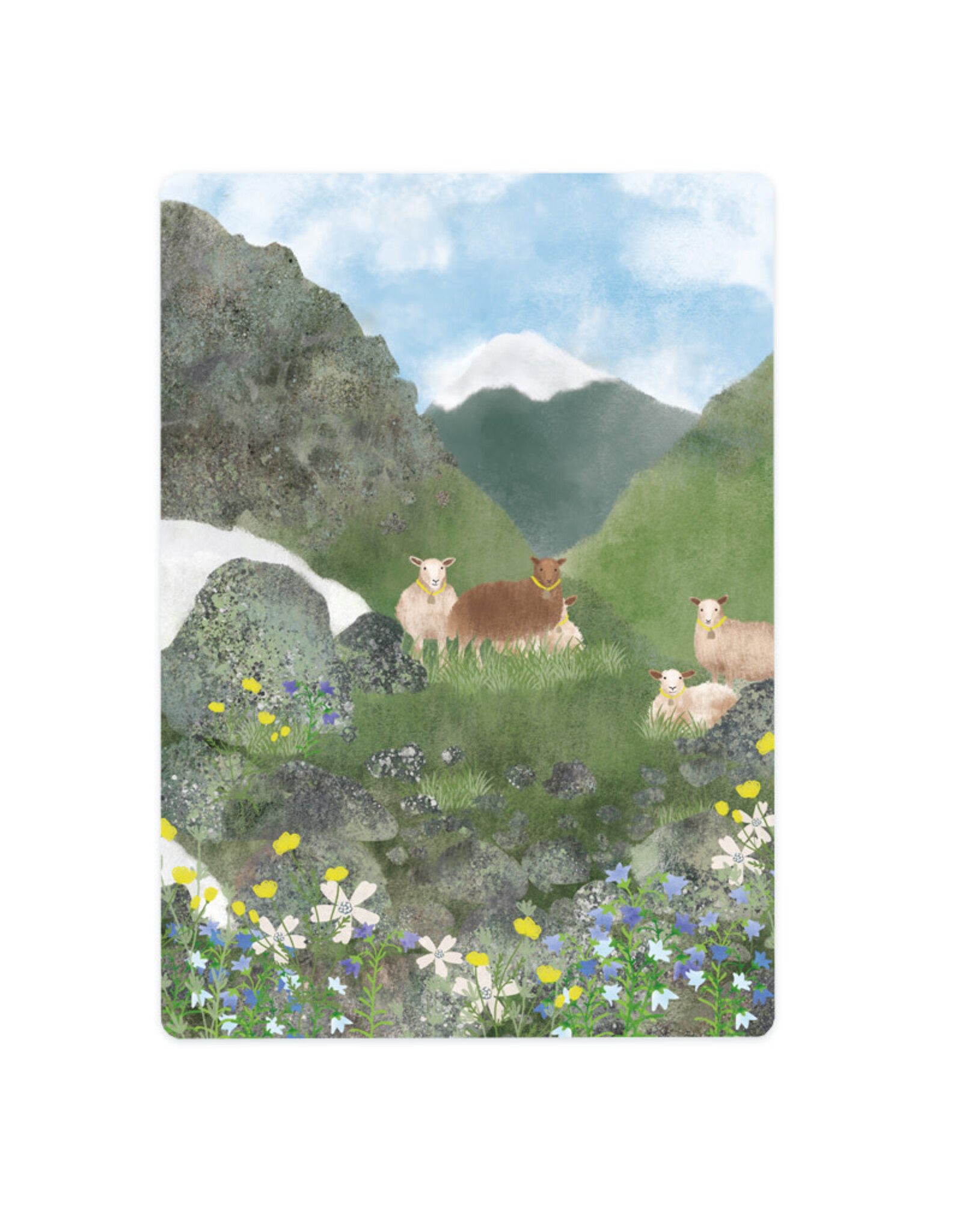 LemonBird Wenskaart - Schapen in de bergen - Postkaart + Envelop