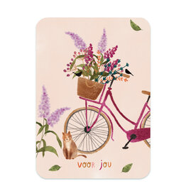 LemonBird Wenskaart - Fiets met bloemen, Voor jou - Postkaart + Envelop