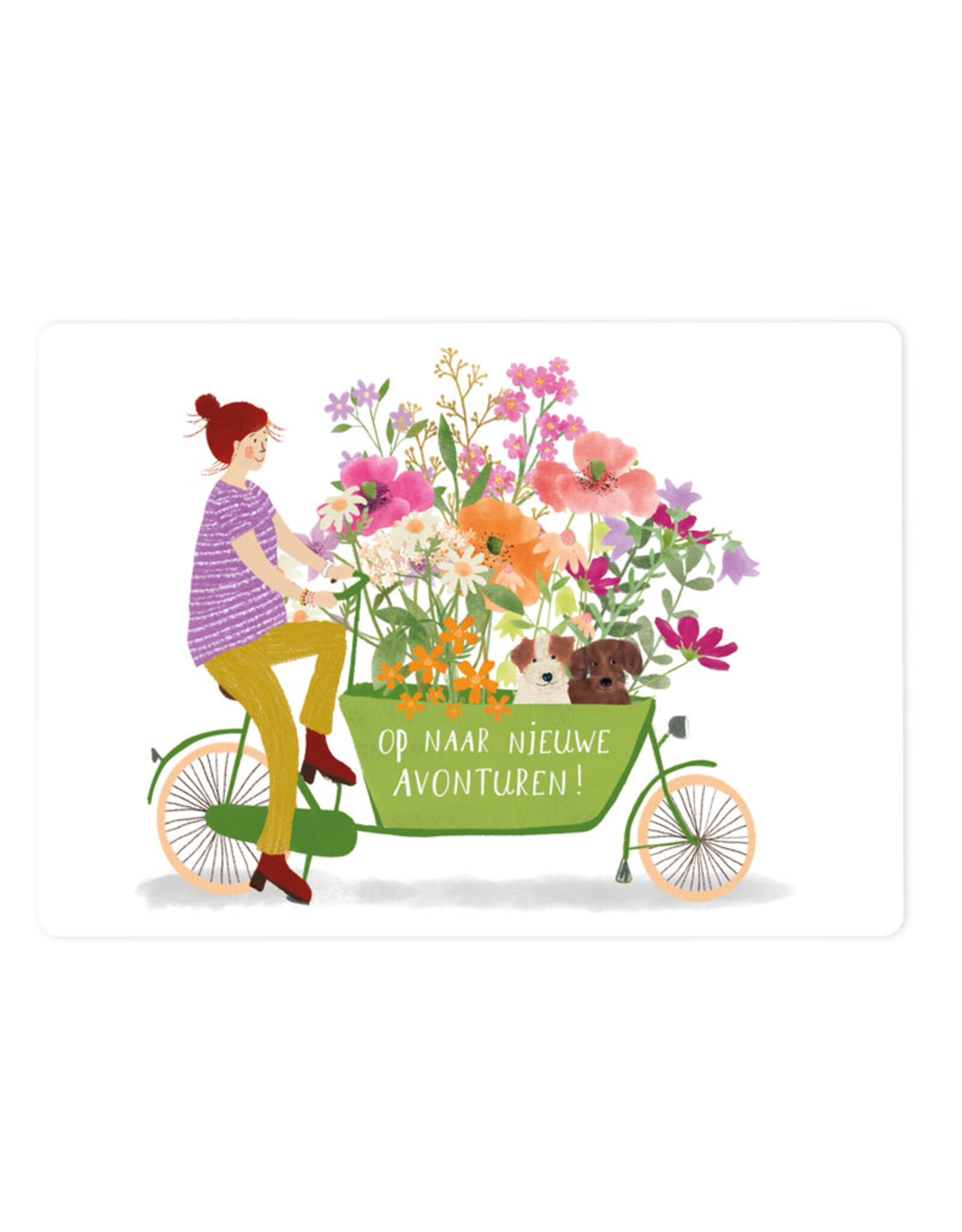 LemonBird Wenskaart - Bakfiets en bloemen - Postkaart + Envelop