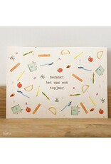 Karta Wenskaart - School print - Postkaart + Envelop