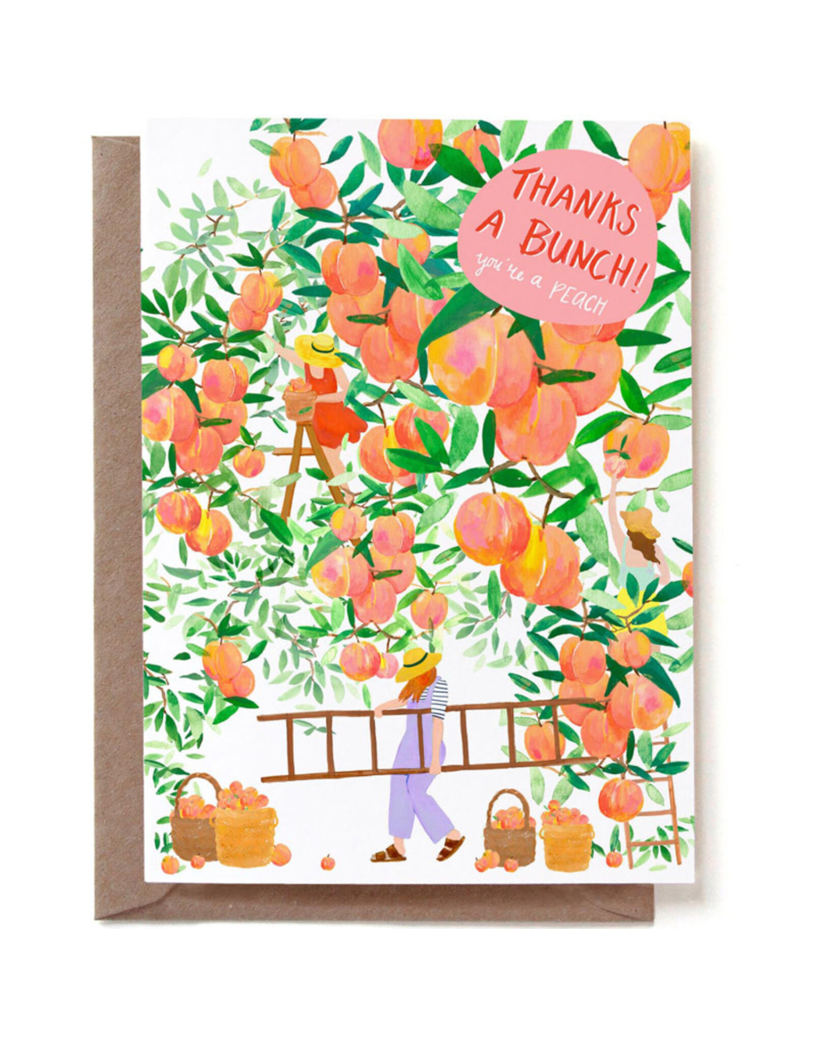 Reddish Design Wenskaart - Thank you peaches - Dubbele kaart + Envelop