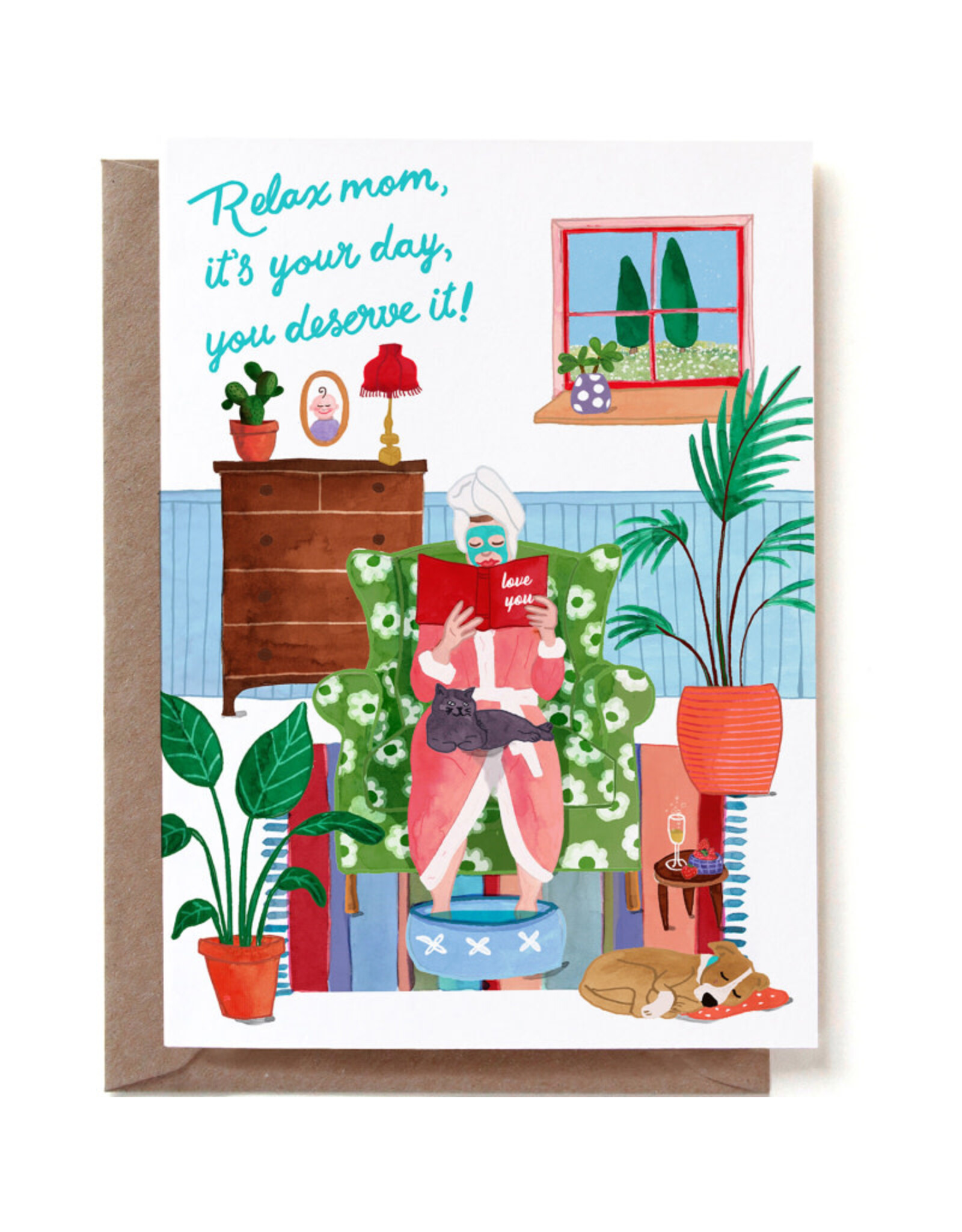 Reddish Design Wenskaart - Relax mom - Dubbele kaart + Envelop