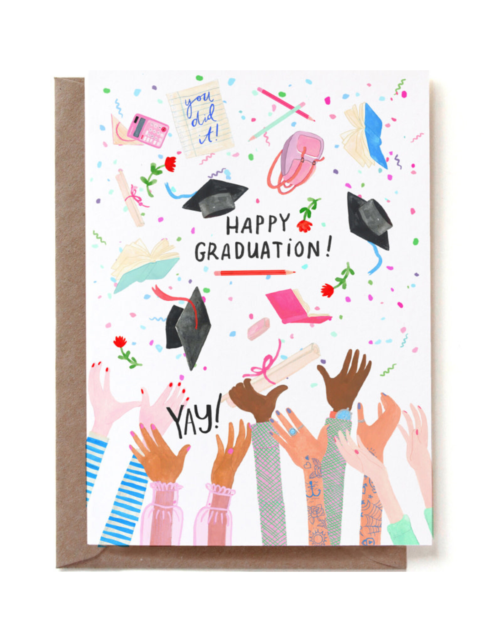 Reddish Design Wenskaart - Happy Graduation - Dubbele kaart + Envelop