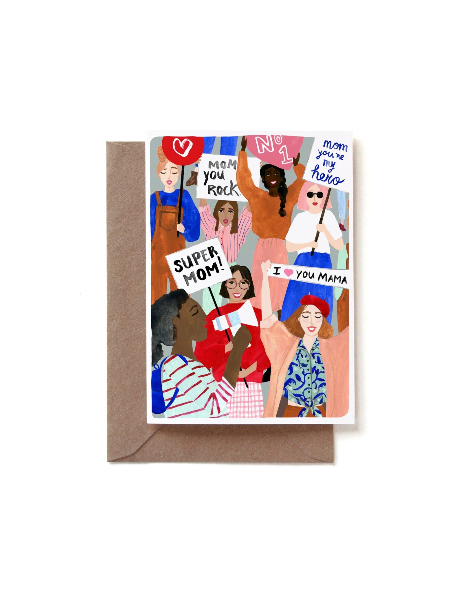 Reddish Design Wenskaart - Super Mom - Dubbele kaart + Envelop