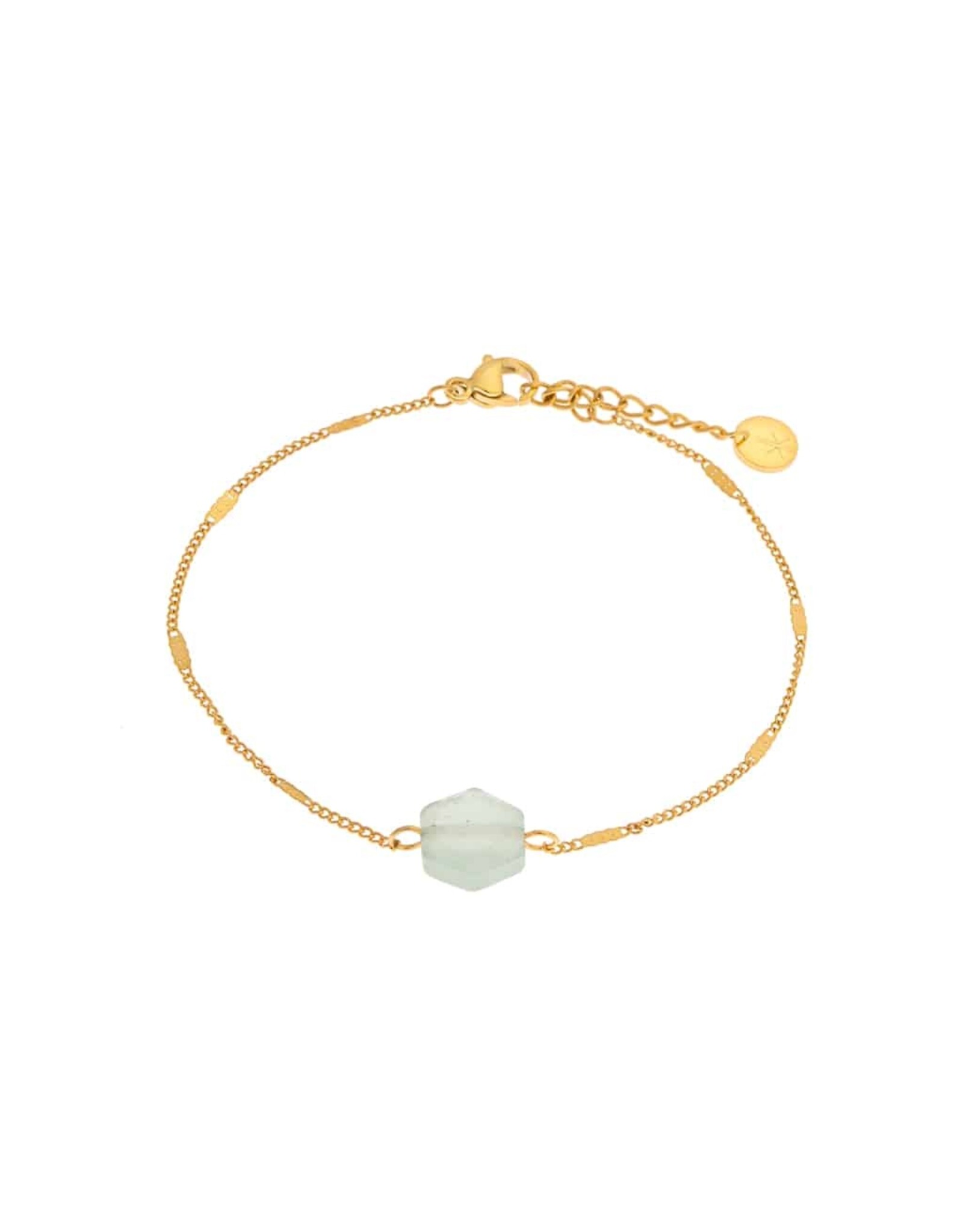 Label Kiki Armband - Hexogon Green - RVS Verguld