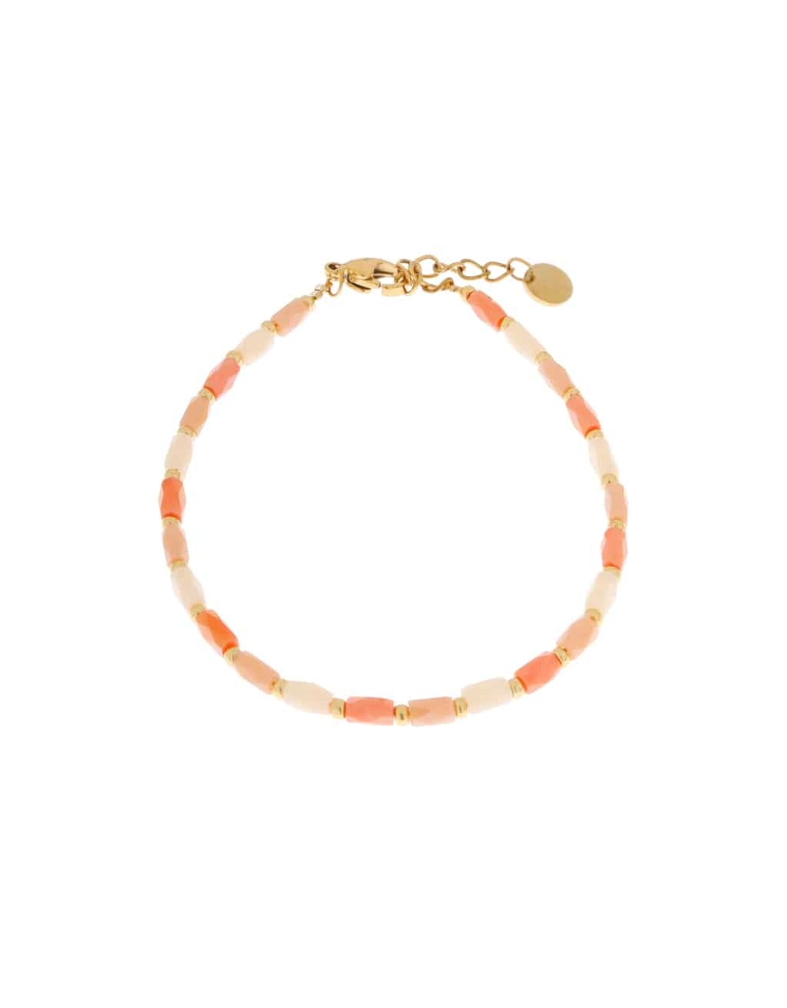 Label Kiki Armband - Coral Terra - RVS Verguld