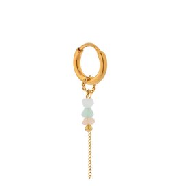 Label Kiki Single Hoop - Chain Pastel - RVS Verguld