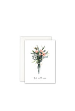 Leo La Douce Wenskaart - Boeketje Bloemen Get well soon - Dubbele kaart + Envelop