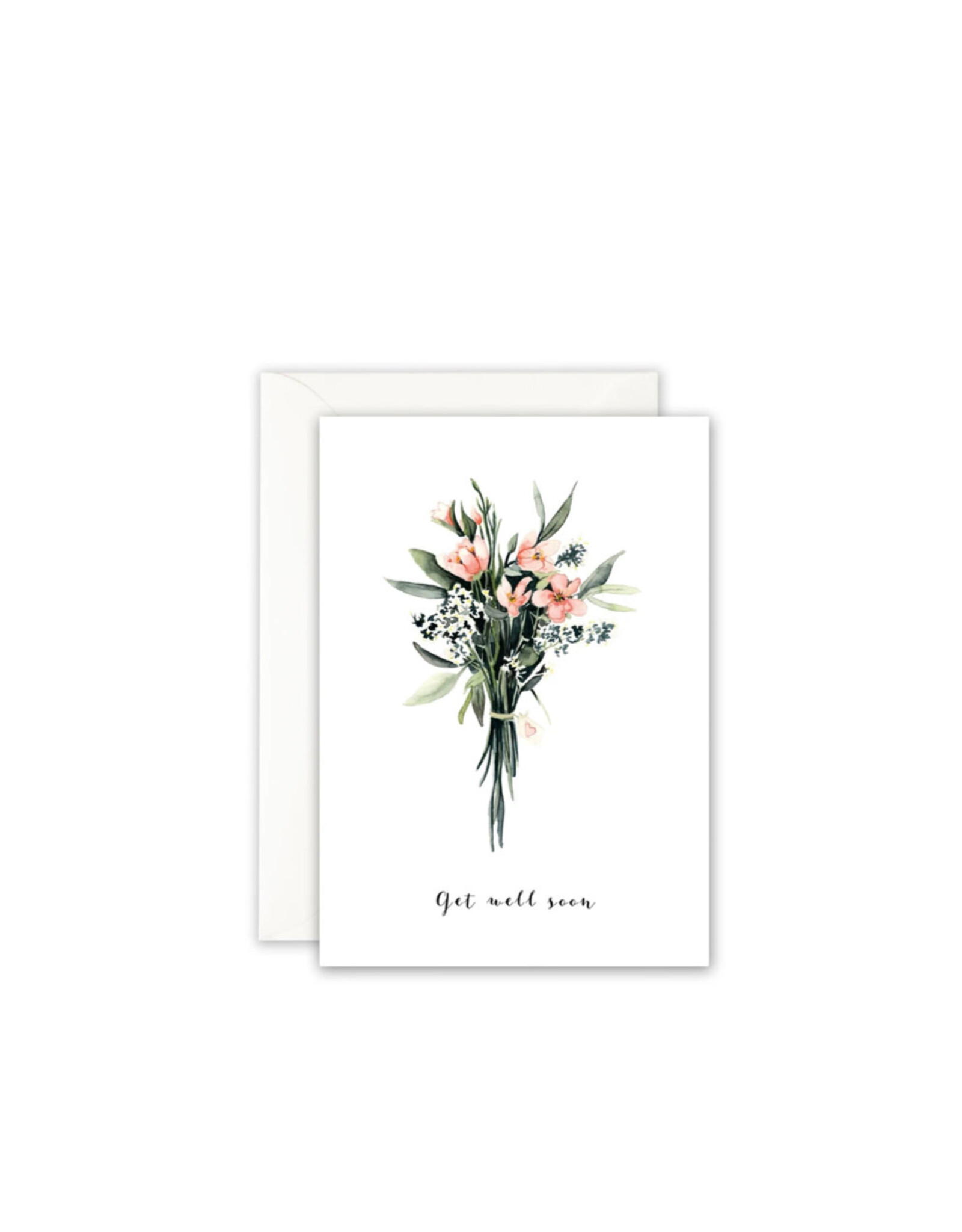 Leo La Douce Wenskaart - Boeketje Bloemen Get well soon - Dubbele kaart + Envelop