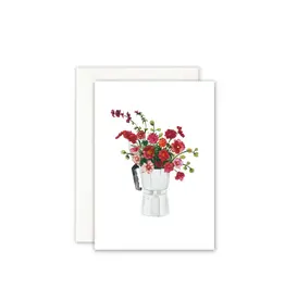 Leo La Douce Wenskaart - Red Espresso bouquet - Dubbele kaart + Envelop