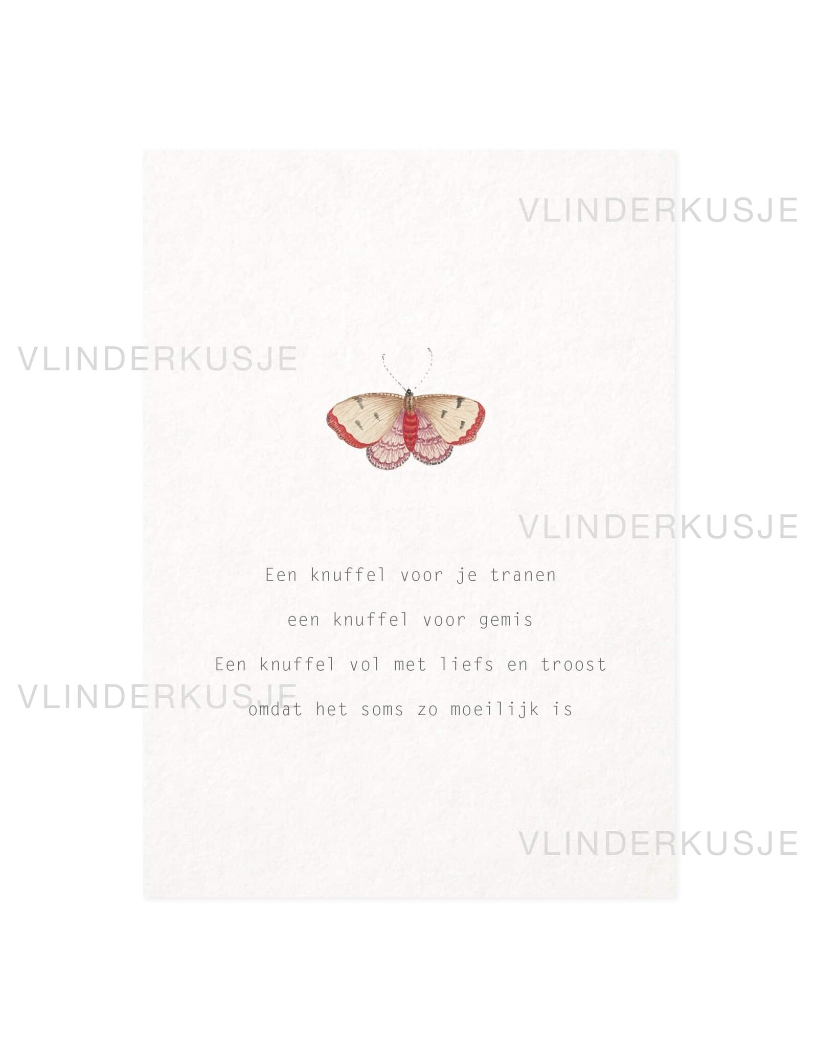 Vlinderkusjes Wenskaart - Vlinder 'Knuffel voor je tranen' - Postkaart + Envelop
