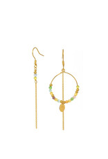 Murielle Perrotti Oorbel MP - Pierre - Creool Amathisthe & Jade, Ketting - Goud Multi Pastel - Asym