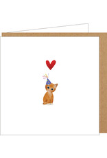 Yon Wenskaart - Kitten met Feesthoedje - Dubbele kaart + Envelop