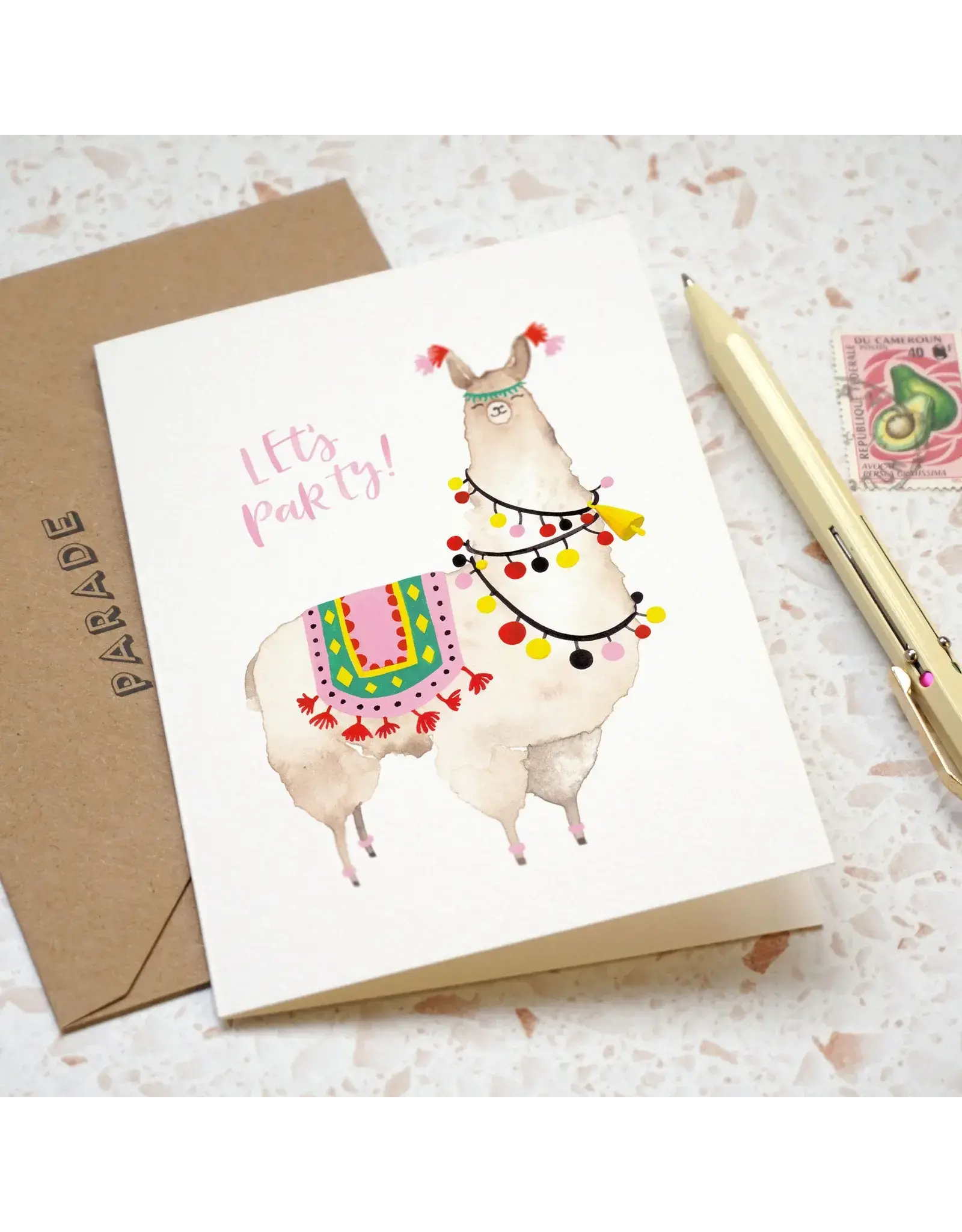 Paper Parade Stationers Wenskaart - Alpaca - Dubbele kaart + Envelop