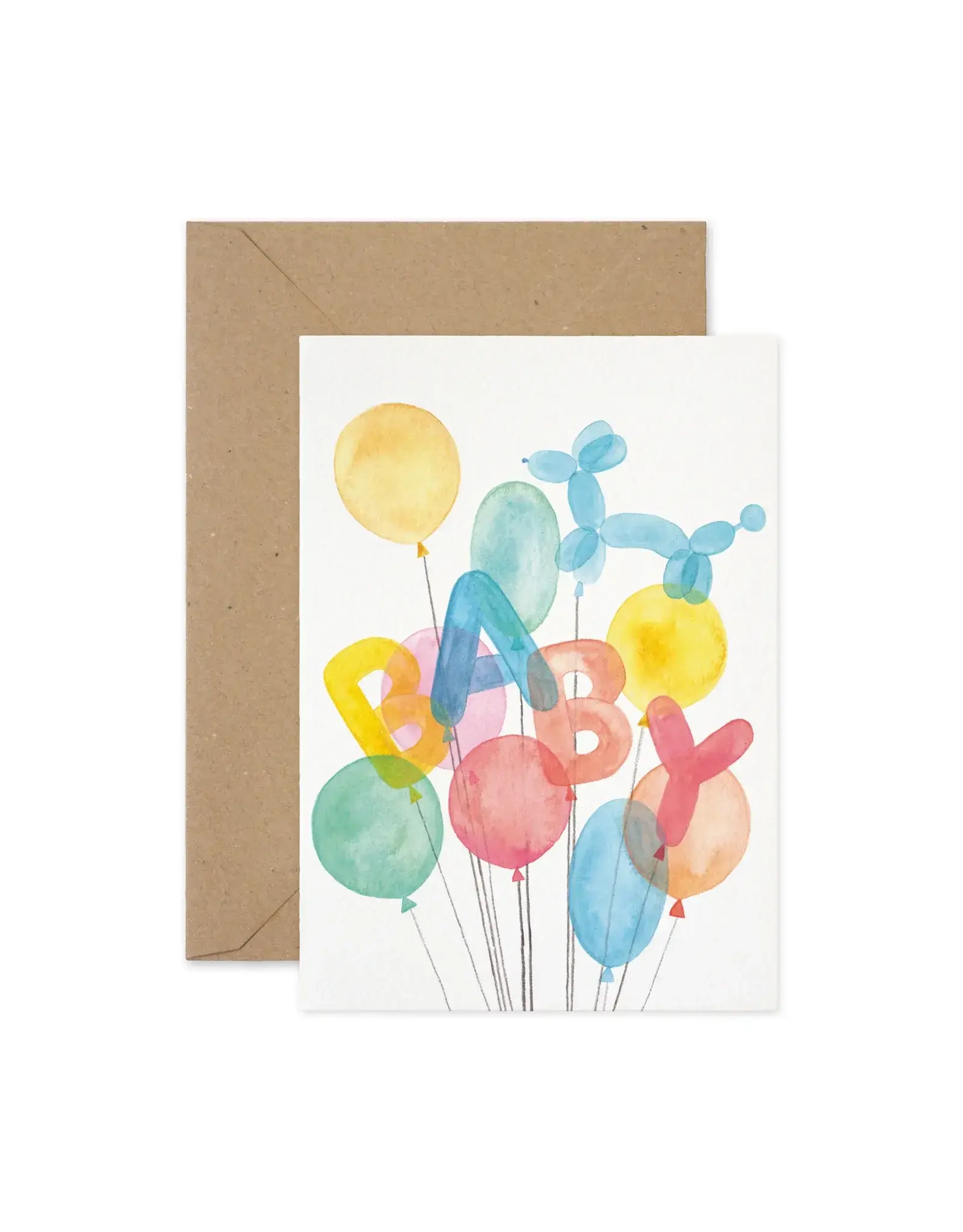Paper Parade Stationers Wenskaart - Baby Balloons - Dubbele kaart + Envelop